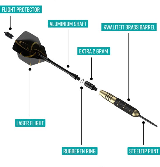 Fléchettes - 6 fléchettes (64 pièces) - Fléchettes de 23, 24, 25, 26 grammes - 2 jeux de fléchettes en laiton de qualité supérieure - pointe en acier - avec fléchettes et étui