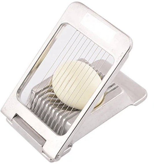 TTD® Stainless Steel Egg Slicer Natural - Coupe-œufs en acier inoxydable avec fil d'aluminium pour des tranches d'œufs parfaites