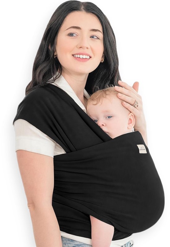 Frummel Baby Carrier Black - Écharpe de portage - Porte-bébé - Écharpe tissée - Bébé 0-36 mois - Nouveau-né
