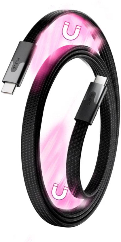 Câble de charge MagStack Slim Pro - 2m- noir - USB-C vers USB-C - Tressé nylon - 100W