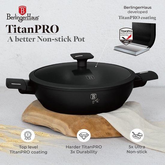 Berlinger Haus Casserole - Induction - Ø 28 cm - Avec couvercle - Noir
