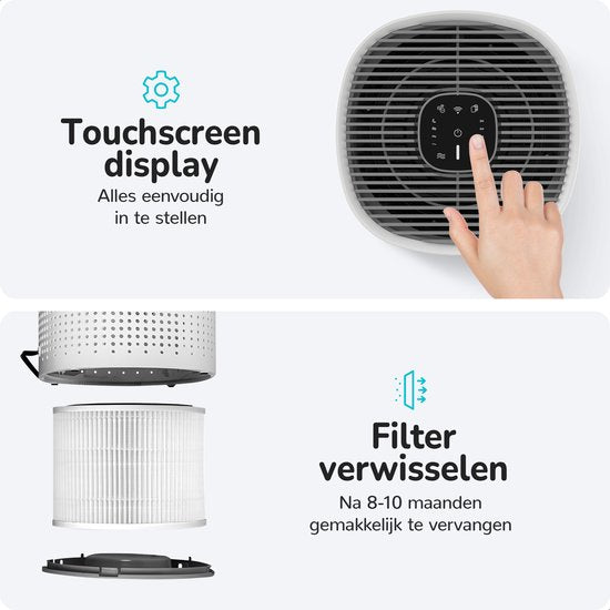 Bloomfold Air Purifier - Purificateur d'air - Filtre HEPA 13 + filtre à charbon - CADR : 240m3/h. - Mode Wifi & App - Indicateur de qualité d'air - 3 modes + mode veille