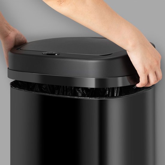 Poubelle automatique / Poubelle à déchets / Poubelle à détecteur - 50 litres - Noir - Rectangle
