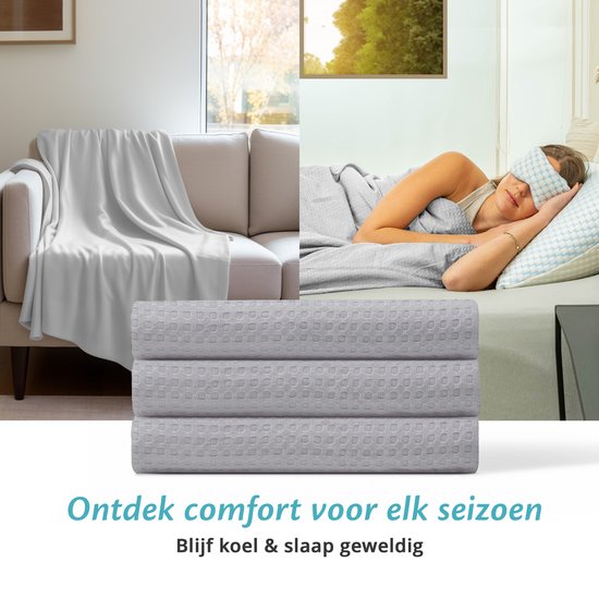 Ella® Couverture rafraîchissante 135x200 cm - 100% Bio-Tencel - Couverture auto-refroidissante - Couverture rafraîchissante - Couette d'été - Gris brumeux