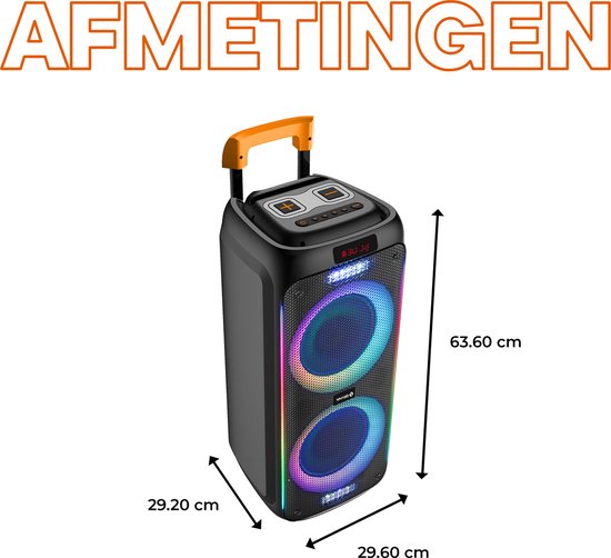 Denver Bluetooth Speaker Party Box - Disco Lights - Party Box - Microphone inclus - Micro SD / USB / AUX - TSP456