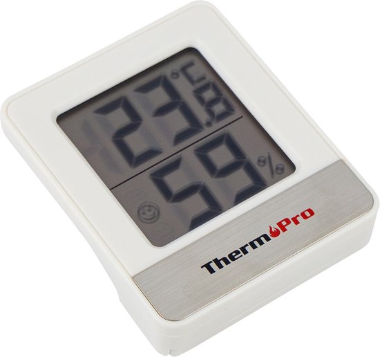 Thermomètre hygromètre Thermo Pro Tp49 - 7×6×2 cm - 2 en 1 - pile AAA - Blanc