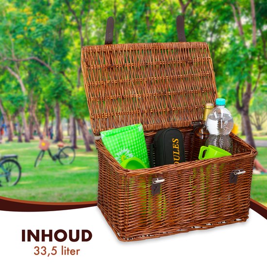 Bicycle Gear Wicker Bike Basket Front - Rattan Bike Basket Handlebar 30L - Baker Basket 45 x 30 x 25 cm - Bicycle Accessories Adults - Bike Basket for Grandma Bike, City Bike or Transport Bike