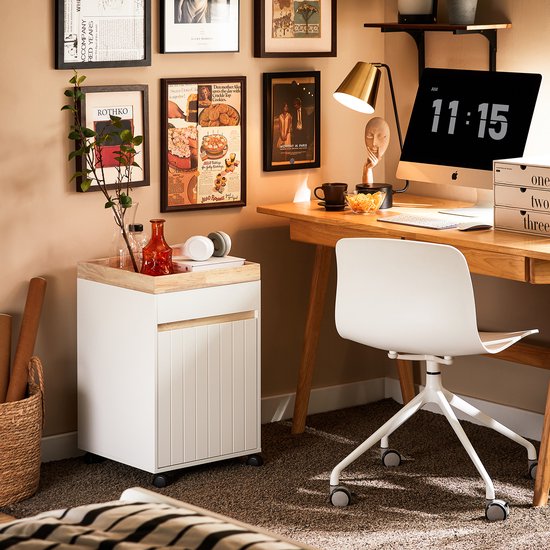 SoBuy ASK03-W Armoire à imprimante - Conteneur de bureau blanc à roulettes