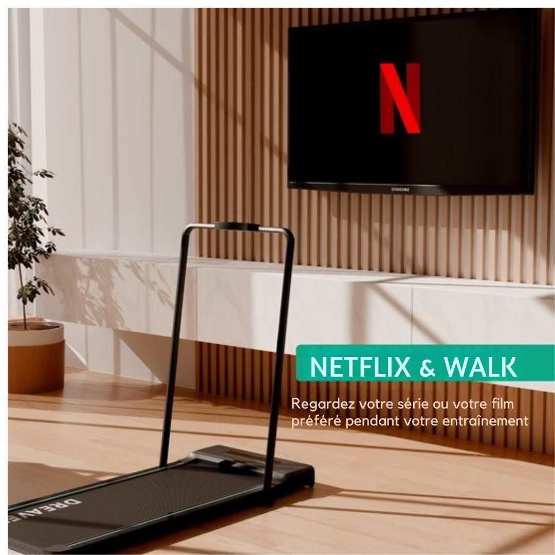 2-en-1 Tapis de course pliable Dreaver - 1-10km/h - Comprend un tapis de protection et un livre électronique - Tapis de marche - Pour la maison - Électrique - Pliable - noir