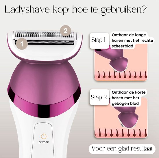 Sansbeauté® 6-in-1 rasage femme - visage - aisselles - jambes - maillot - rasoir femme - épilateur - épilateur femme - tondeuse femme - tondeuse bikini - rechargeable par USB