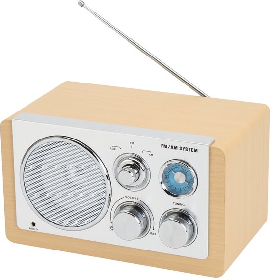Denver Radio FM portable - Rétro - Fonctionne sur piles ou secteur - Radio de cuisine - AM - FM - TR63 - Bois