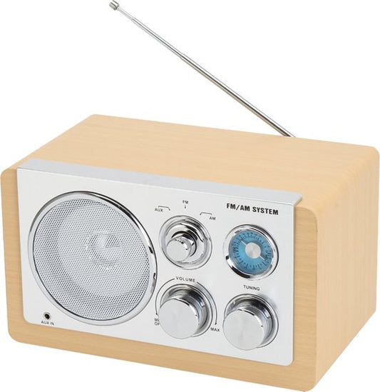 Denver Radio FM portable - Rétro - Fonctionne sur piles ou secteur - Radio de cuisine - AM - FM - TR63 - Bois
