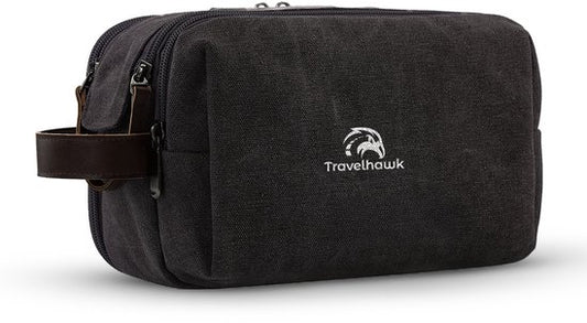 Travelhawk Toiletry Bag - Trousse de toilette unisexe - Trousse de toilette homme - Organisateur de voyage - Trousse de toilette femme - 1 litre - Noir