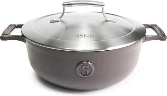 Cocotte en fonte Saveur Selects - Ø25 cm - Compatible induction, gaz, électrique, céramique - Gris
