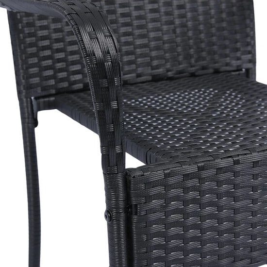 Chaises de jardin en polyrotan Yoro - 4 pièces - Noir - Empilable