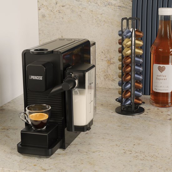 Princess Capsule Coffee Machine with Milk Frother - 249455 - Convient à Nespresso - 20 Bar - Espresso, Cappuccino & Latte - Compact - Automatic Milk System - 1400 W