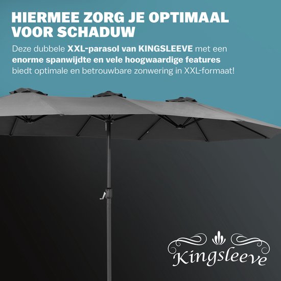 Kingsleeve Parasol double XXL - 460x270cm Protection UV - Anthracite