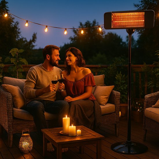 alpina Infrared Heater Stand - Terrace Heater 2000W 3 Heat Settings - Splashproof Terrace Heater IP24 with Infrared Panel