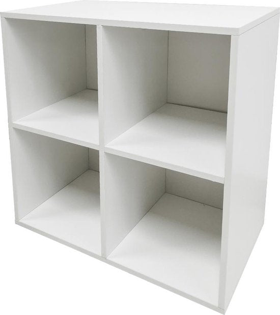 Meuble de rangement pour disques vinyles - rangement disques vinyles lp - bibliothèque - 4 compartiments - blanc