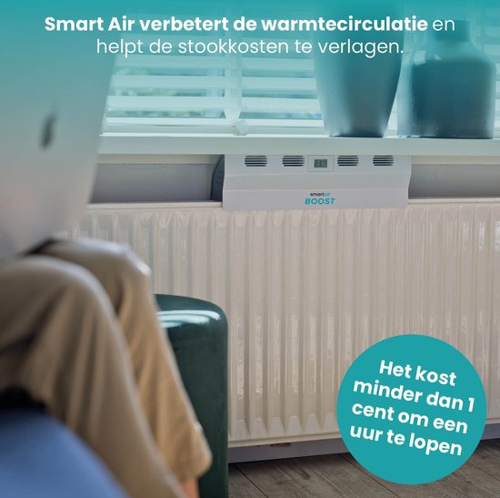 Ventilateur de radiateur - SmartAir - Répartiteur d'air chaud - Universel - Économe en énergie - Sans fil - Blanc