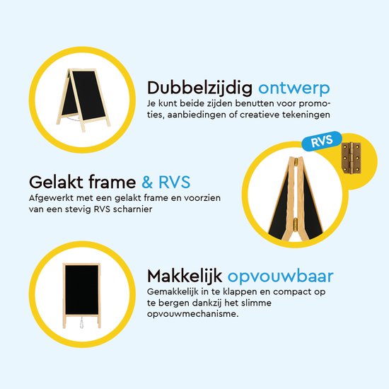 BRASQ Chalkboard Blank - 75x135 CM - Tableau noir - Enseigne publicitaire - Enseigne de trottoir - Double face - pour l'intérieur et l'extérieur - Hospitalité