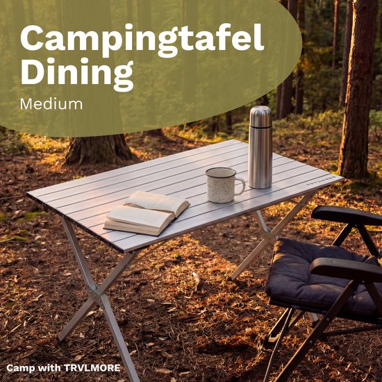 TRVLMORE Table de camping - 120x70x70cm - Légère avec structure en aluminium - Table pliante ajustable - Table de camping - Table pliante - Noir