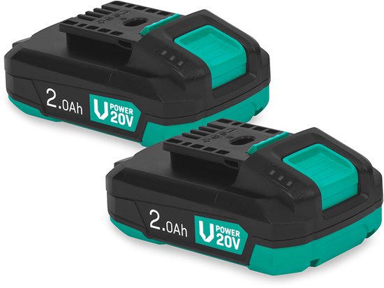 VONROC VPower 20V Battery - 2.0Ah - Duopack : 2 pièces - port USB-C b-directionnel - batterie et power bank en un - compatible avec Power Delivery (PD) - Protégé avec Electronic Cell Protection.