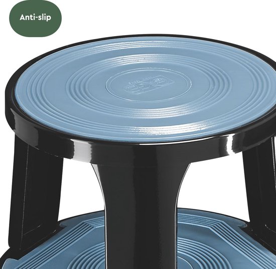 BRASQ Tabouret de marche Premium Noir - Capacité 150 kg - Tabouret de marche - Pied d'éléphant - Tabouret de bureau - Escalator - Tabouret - Métal