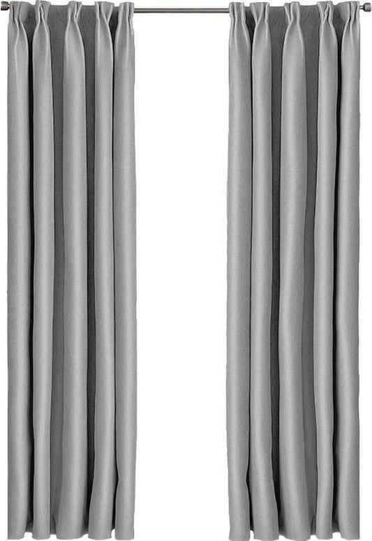 Larson - Rideau occultant uni de luxe - avec crochets - 1,5m x 2,5m - Gris clair