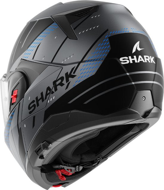 SHARK Oxo Rydger Matt Anthracite Bleu Noir ABK System Helmet - Taille M - Casque