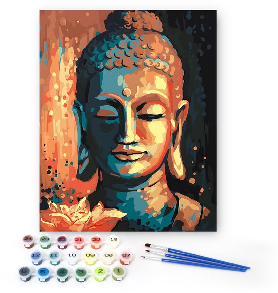 Rubye® Painting By Number Adults - Buddha - Peinture et pinceaux inclus - Canvas Painting canvas - Colour by Number - 40x50cm