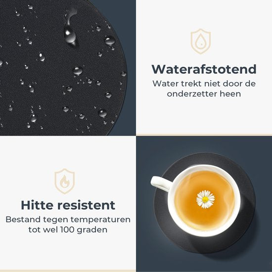 Castagnola Sous-verres en faux cuir - Sous-verres pour verres - Sous-verres design avec support - Sous-verres en cuir - Cuir - Lot de 10 - Noir