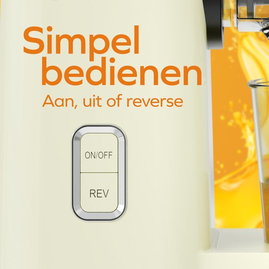 KitchenBrothers Slowjuicer - Mini presse-agrumes - Presse-légumes et fruits - Alimentation 40 mm et 50 mm - 400 ml - Campagne