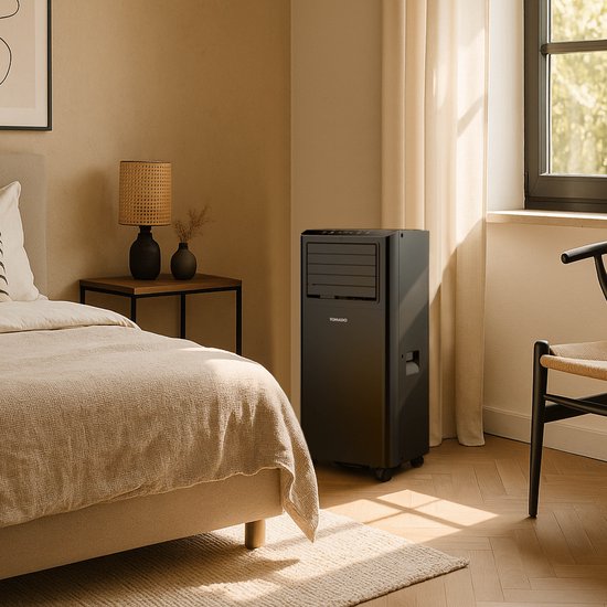 Tomado TMA9002B - Climatiseur mobile - Fonction 3 en 1 - Minuterie - Kit d'étanchéité de fenêtre - 9000 BTU - 80 m3 - Noir