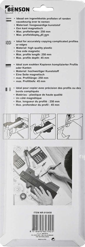 Jauge de profil Benson - Gabarit de profil 250 mm - Profondeur maximale 45 mm