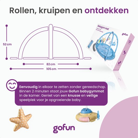Gofun Babygym - Tapis de jeu pour bébé - Tapis de jeu musical - Cadeau de maternité - Tapis d'activités - Jouets pour bébé - Interactif - Educatif - 105 x 52 cm - Rose