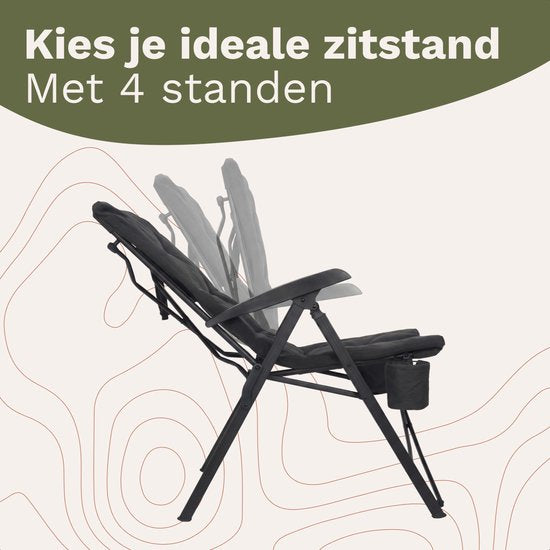 TRVLMORE Chaise de camping de luxe - pliable - capacité de charge de 150 kg - sac de transport inclus - chaise pliante - chaise de camping - chaise pliante - noir