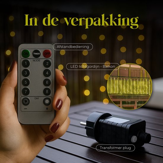 Giftmas Light Curtain - Rideau lumineux 420 LED - 4×1M - 8 fonctions avec télécommande - Blanc chaud - Pour décoration extérieure et balcon - Lumières de Noël