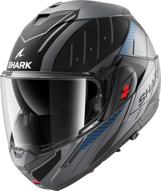 SHARK Oxo Rydger Matt Anthracite Bleu Noir ABK System Helmet - Taille M - Casque