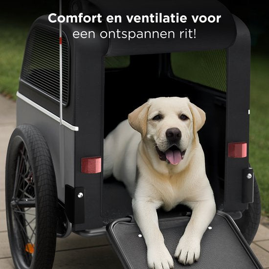 TrevoPet® Dog Bike Trailer XL - remorque pliante pour vélo - remorque pour chien avec rampe, système de suspension et résistance aux intempéries - convient aux vélos électriques - 45 kg - gris