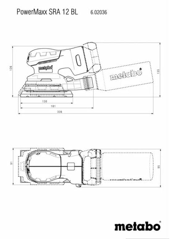 Metabo PowerMaxx 12V ponceuse sans fil | 2x 2.0 Ah | chargeur | mallette