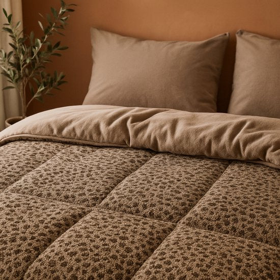 Soulsnooze Teddy Duvet Panther Taupe 240×220 - Couette 2-en-1 sans housse - Couette lavable sans housse - Couverture - Couvre-lit - Fluffy Plaid