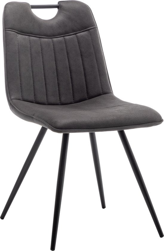 Furnihaus Chaise de salle à manger Leon Microfibre Anthracite Lot de 2