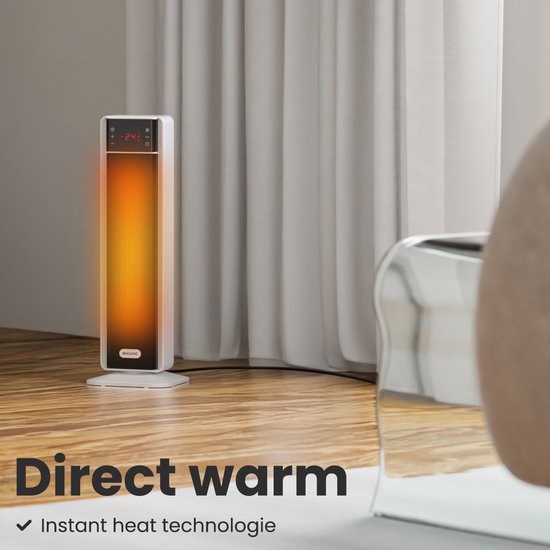 Fourneau électrique Auronic - Fourneau en céramique - Fourneau à tour - 2000W - Blanc