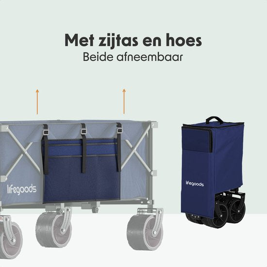 LifeGoods Wagon - XXL - pliable - 300L - 150KG de capacité de charge - bleu