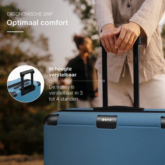 ONYX Hybrid Pro Check-in Suitcase Large 100 Litres - Polycarbonate recyclé et design sans fermeture éclair - Valise de voyage avec serrure TSA et roues Spinner - Trolley léger avec compartiment pour ordinateur portable - Glacier Blue