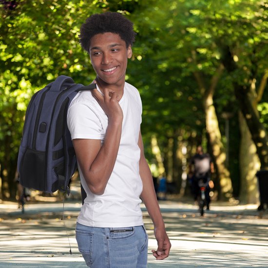 TRVLMORE Sac à dos - 36L - 17 inch - Sac à dos pour ordinateur portable - Sac d'école - Homme et Femme - Sacoche pour ordinateur portable - Splashproof Blue