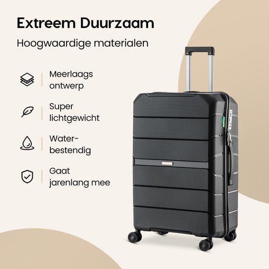 SKYCASES Urban Adventurer - Valise de voyage moyenne - Verrouillage par numéro - 44x27x66cm - 78L - Valise de voyage avec verrouillage de valise - Roues pivotantes - Noir V2