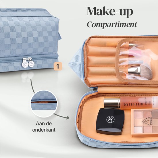 Skycases Travel Essentials - Trousse de toilette et de maquillage - Imperméable et compacte - Convient pour le voyage et l'usage quotidien - Unisexe - Bleu clair