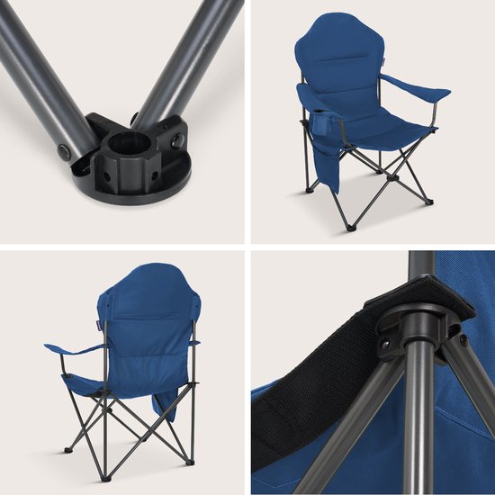TRVLMORE Chaise de camping XXL - pliable - capacité de charge 160KG - sac de transport inclus - chaise pliante - chaise de pêche - chaise de camping - chaise pliante - bleu